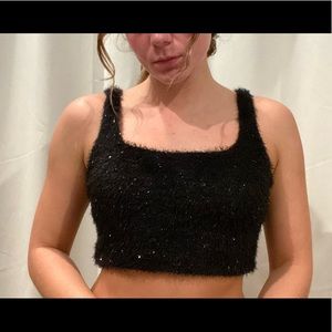 Shen, sparkly black tank top.